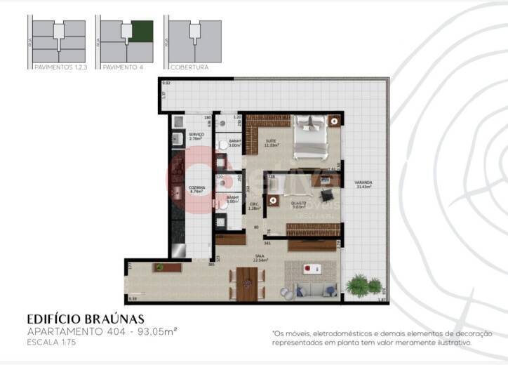 Apartamento à venda com 1 quarto, 93m² - Foto 6