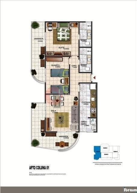 Apartamento à venda com 1 quarto, 56m² - Foto 3